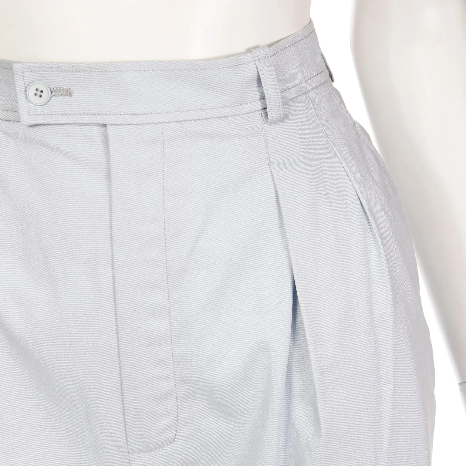 1980s Yves Saint Laurent Pale Blue Pants Cotton Trousers