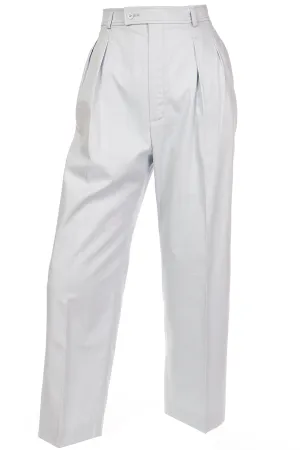 1980s Yves Saint Laurent Pale Blue Pants Cotton Trousers