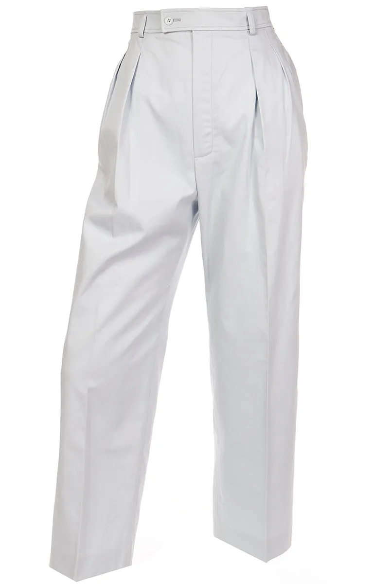 1980s Yves Saint Laurent Pale Blue Pants Cotton Trousers