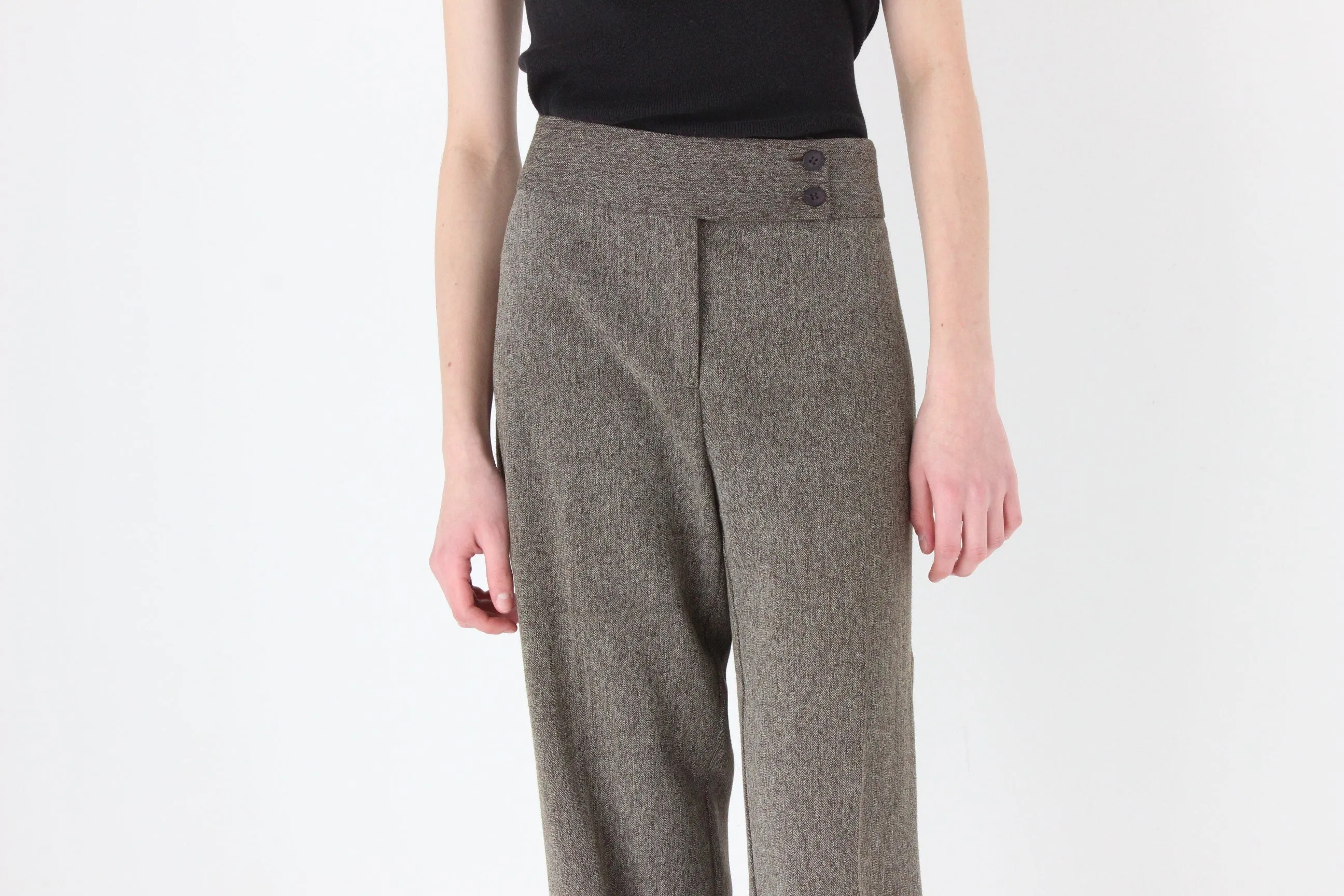 90s Woven Textured Wide Trousers