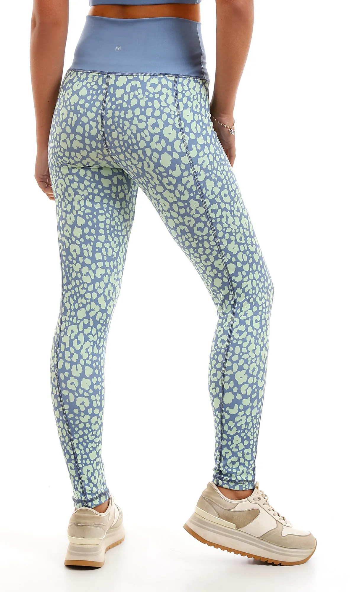98082 Bi-Tone Comfy Sportive Leggings - Aquamarine & Grayish Blue