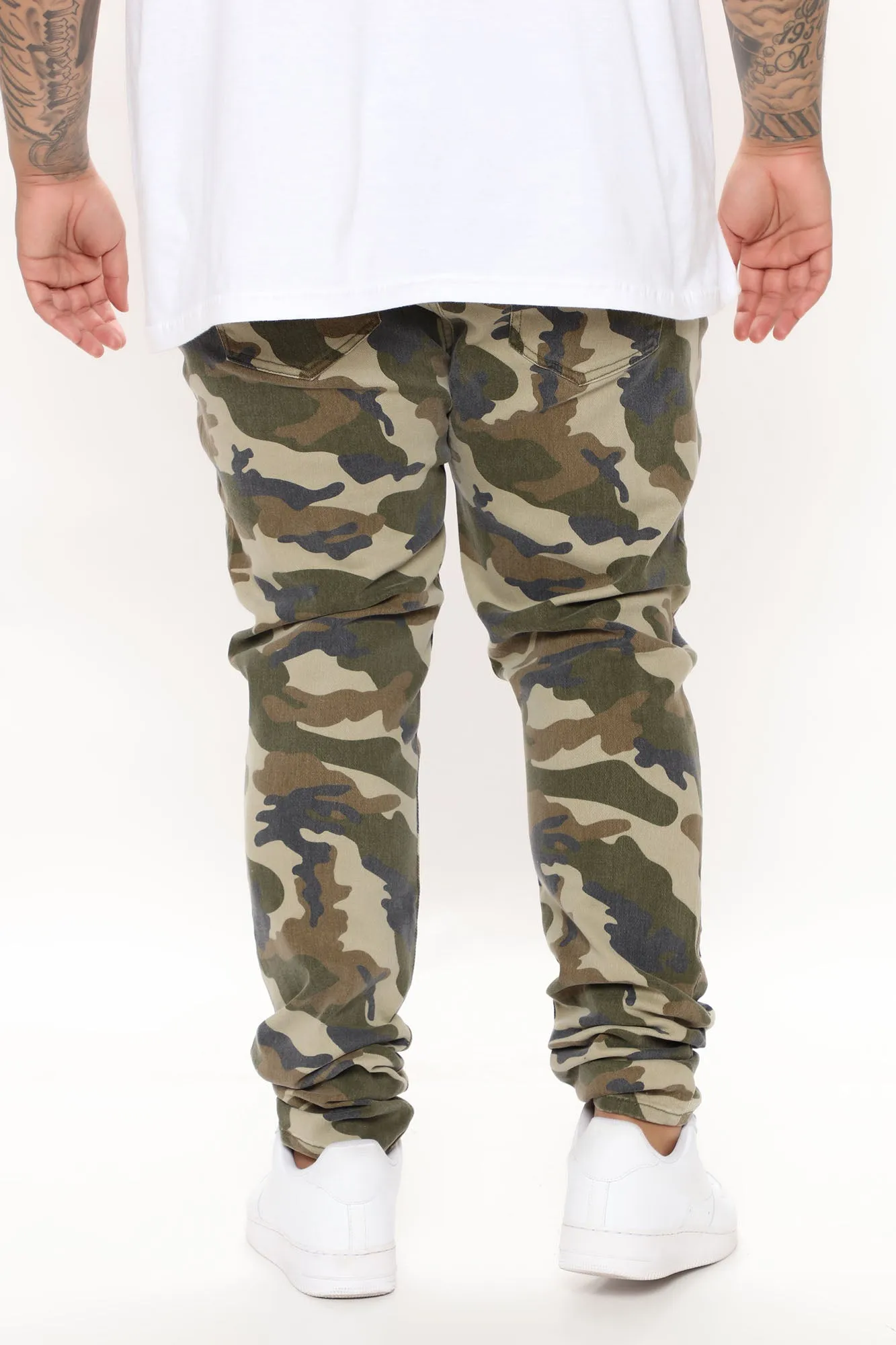 All Over Patchwork Stacked Skinny Jeans - Camouflage