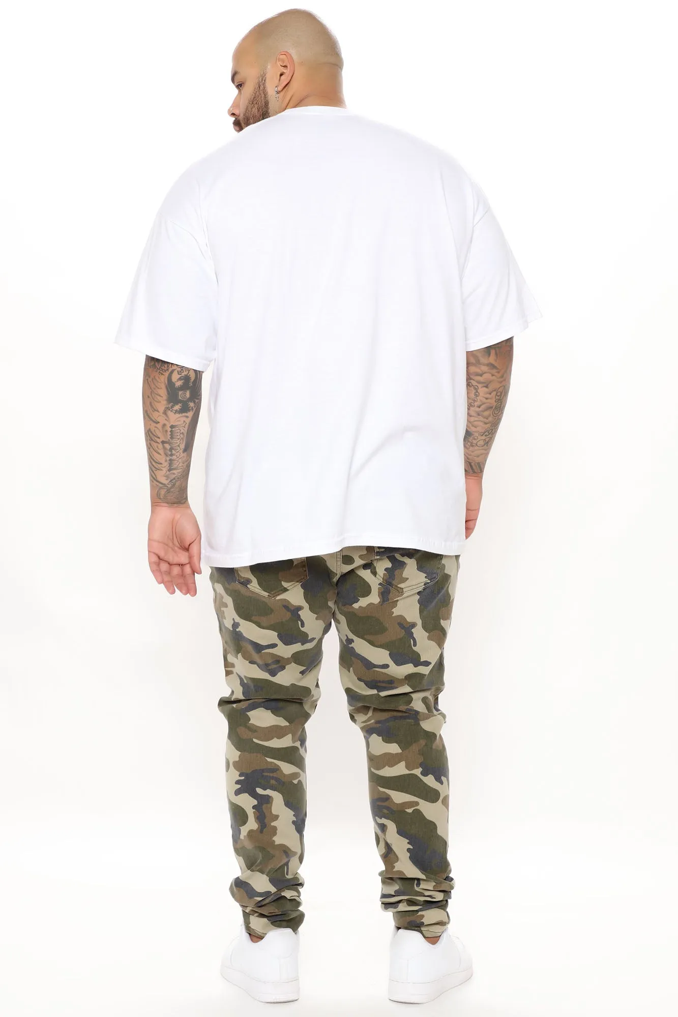 All Over Patchwork Stacked Skinny Jeans - Camouflage