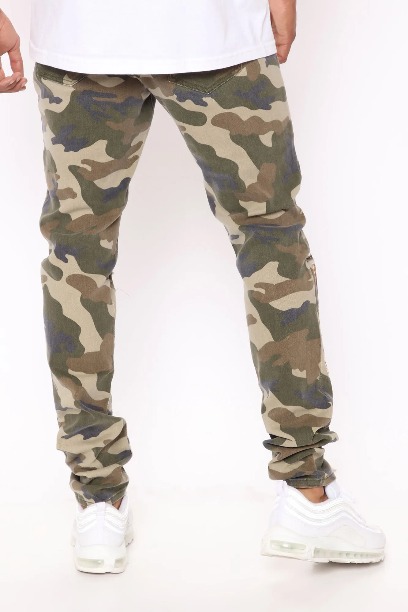 All Over Patchwork Stacked Skinny Jeans - Camouflage