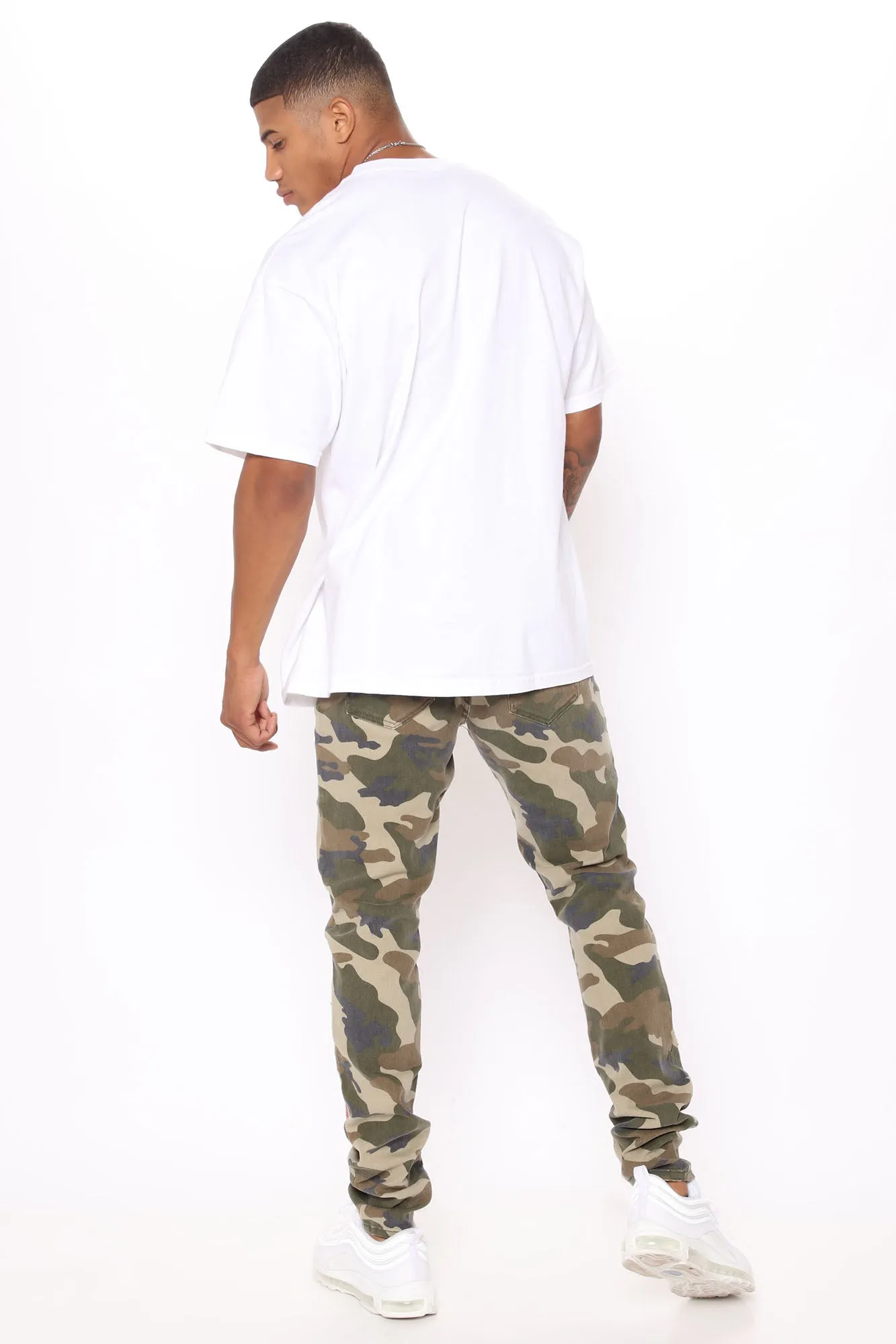 All Over Patchwork Stacked Skinny Jeans - Camouflage
