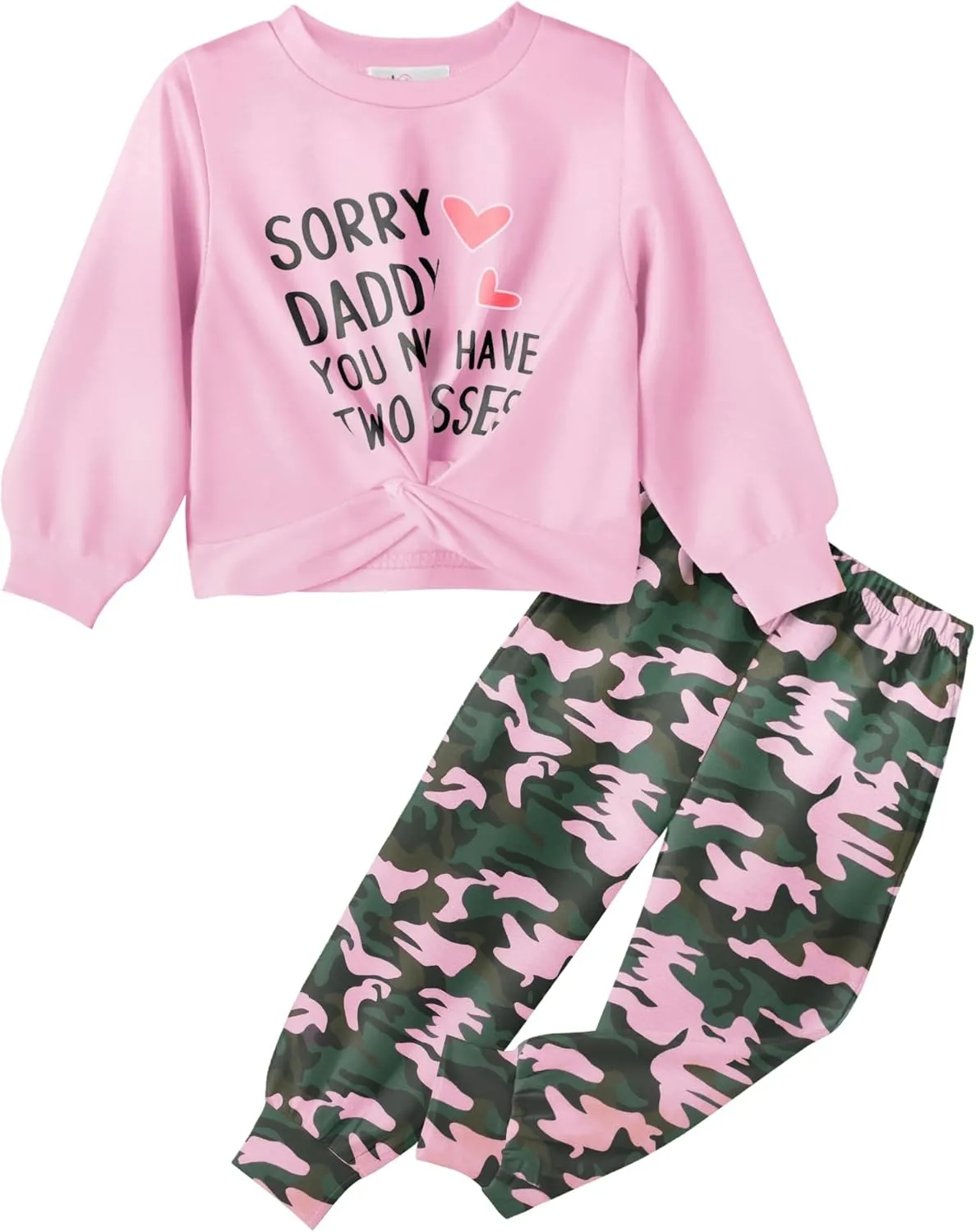 Arshiner Toddler Girl 2 Piece Outfits Twist Front Sweatshirts and Sweatpants Sets
