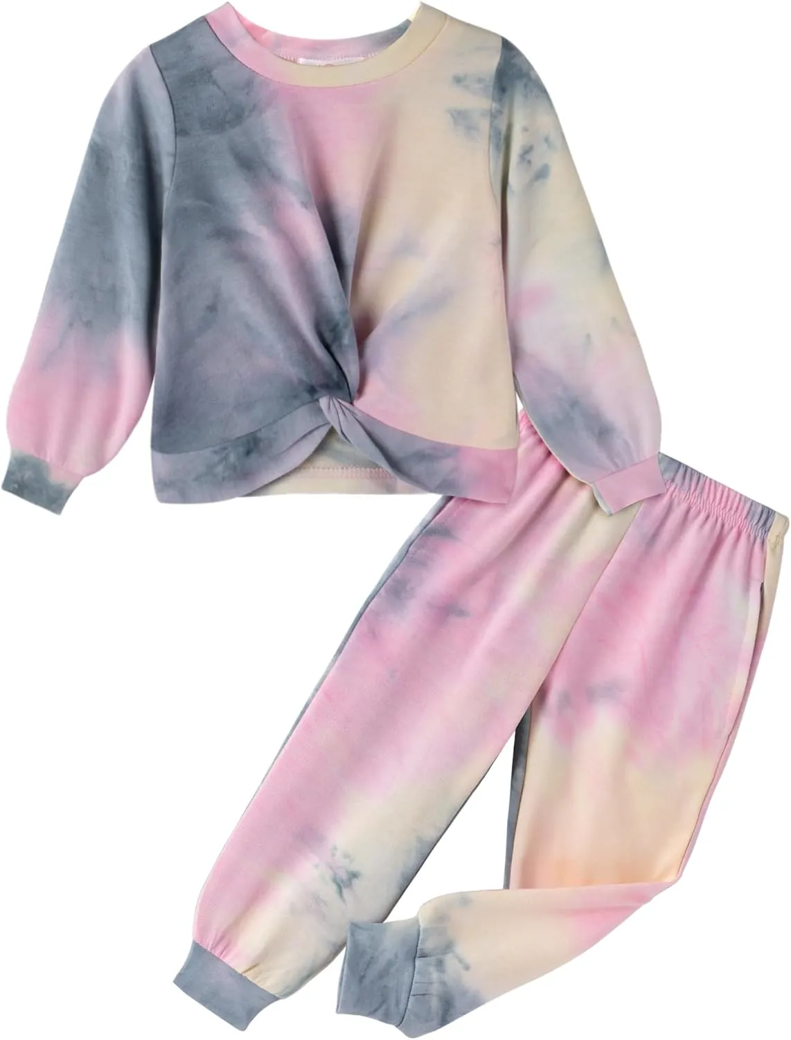 Arshiner Toddler Girl 2 Piece Outfits Twist Front Sweatshirts and Sweatpants Sets