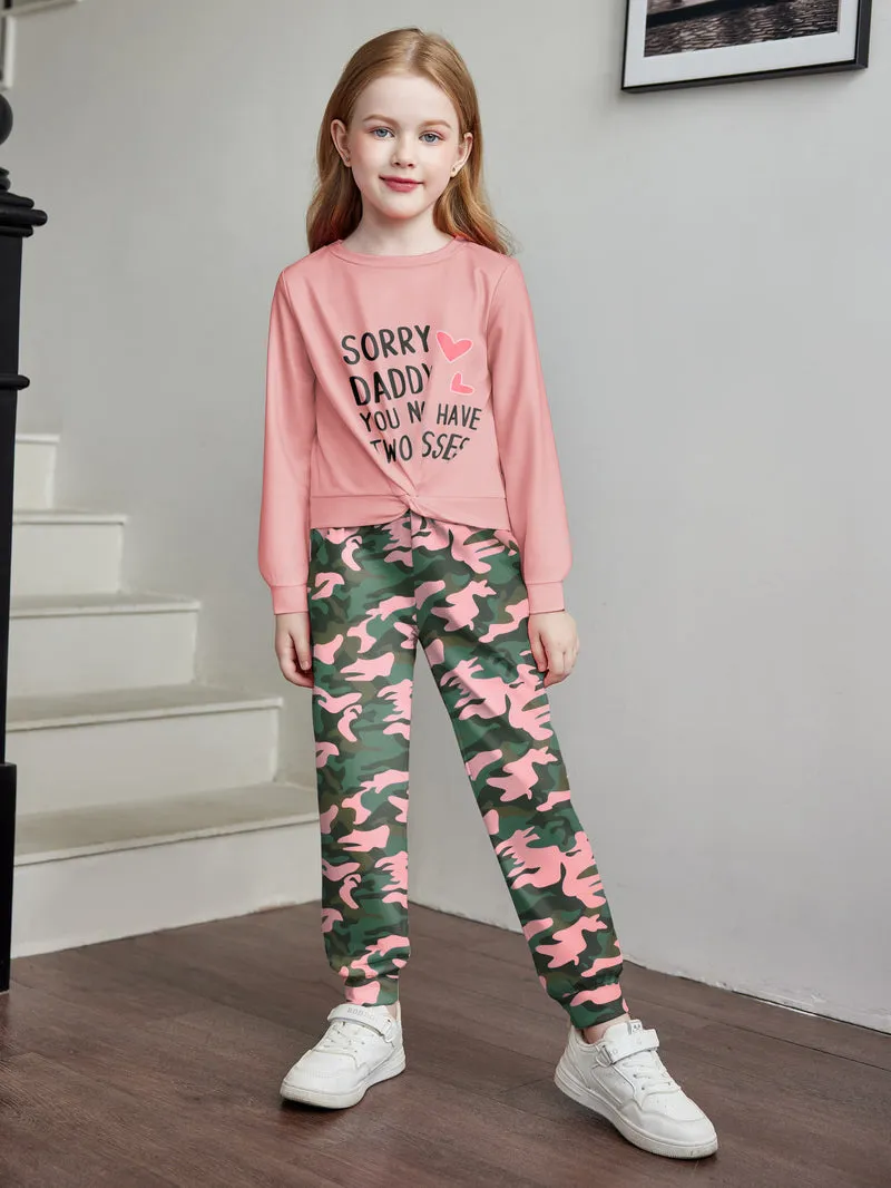 Arshiner Toddler Girl 2 Piece Outfits Twist Front Sweatshirts and Sweatpants Sets