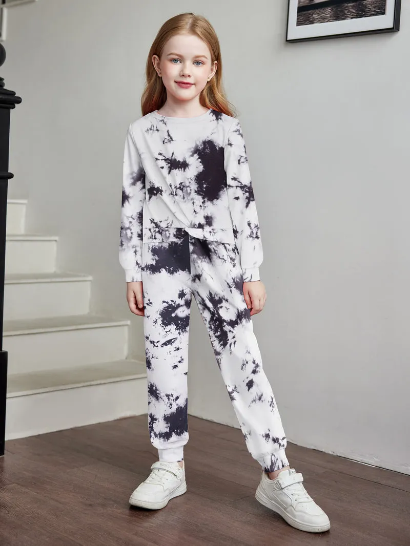 Arshiner Toddler Girl 2 Piece Outfits Twist Front Sweatshirts and Sweatpants Sets