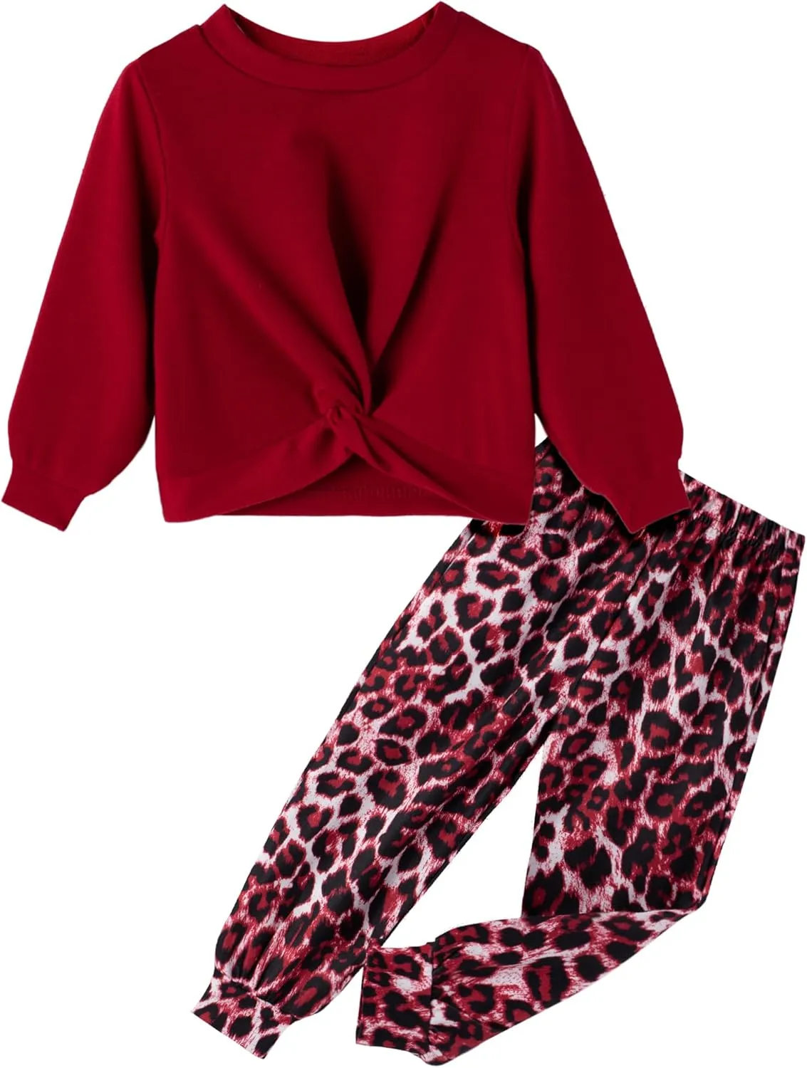 Arshiner Toddler Girl 2 Piece Outfits Twist Front Sweatshirts and Sweatpants Sets