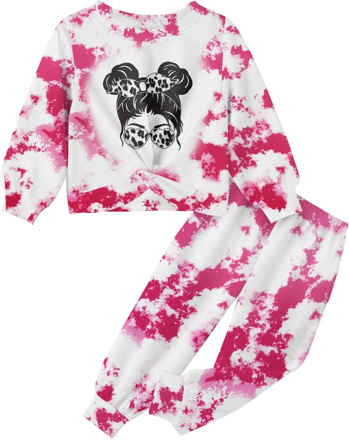 Arshiner Toddler Girl 2 Piece Outfits Twist Front Sweatshirts and Sweatpants Sets