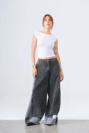Baggy Jeans in Washed Black
