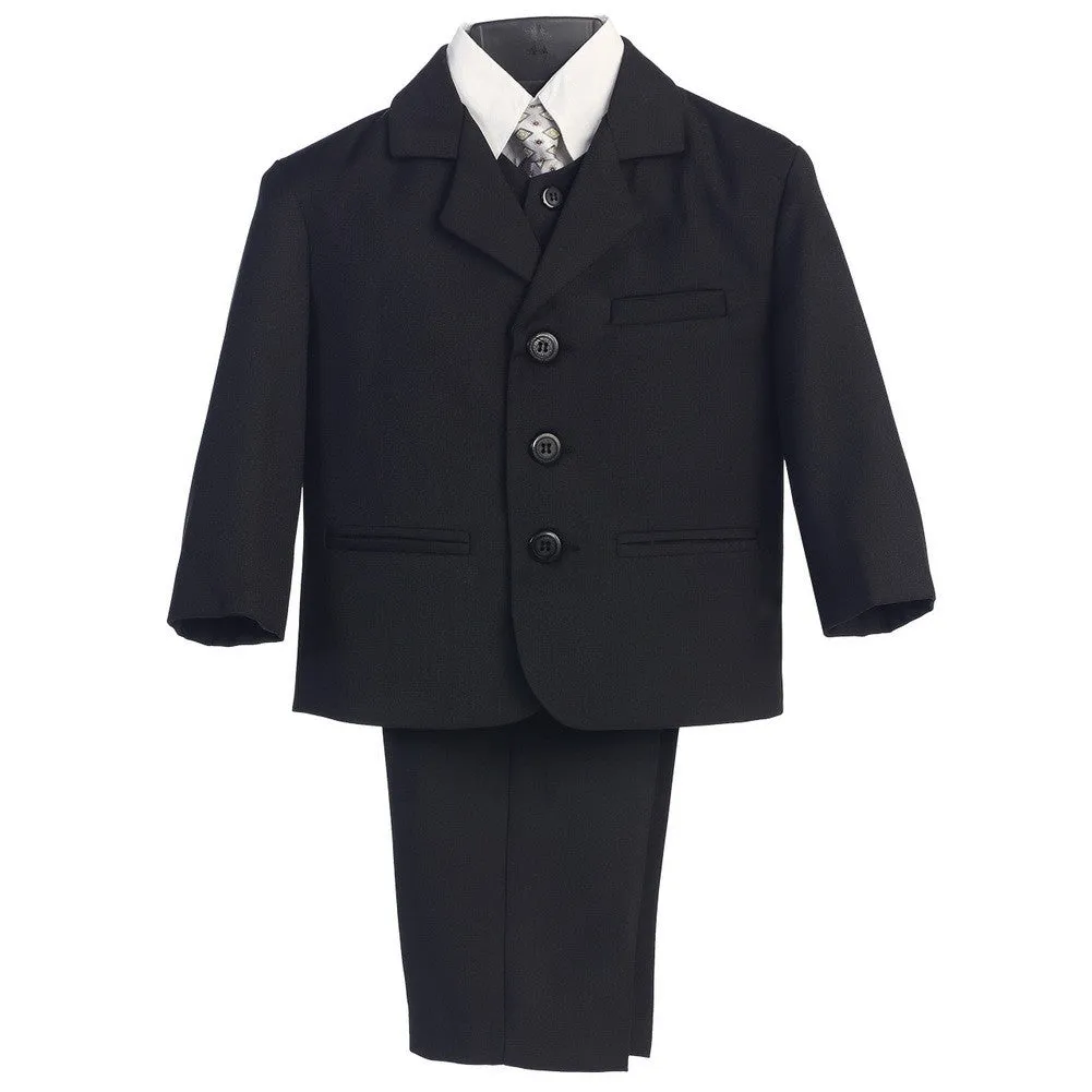 Big Boys Black Wedding Easter 5 Pcs Special Occasion Suit 8-14 Husky