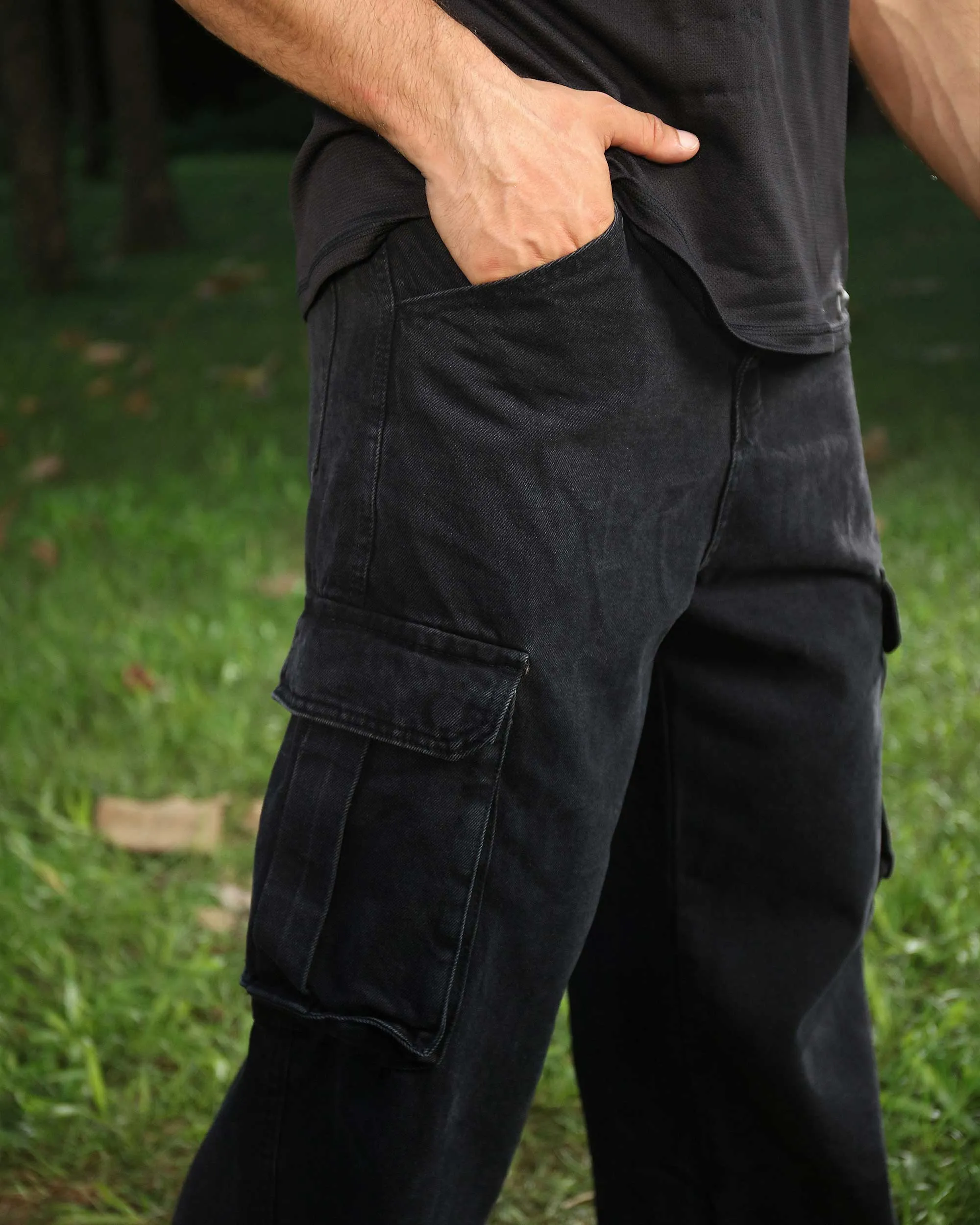 Black Baggy Jeans with Ample Side Pockets-Mexico Local Delivery