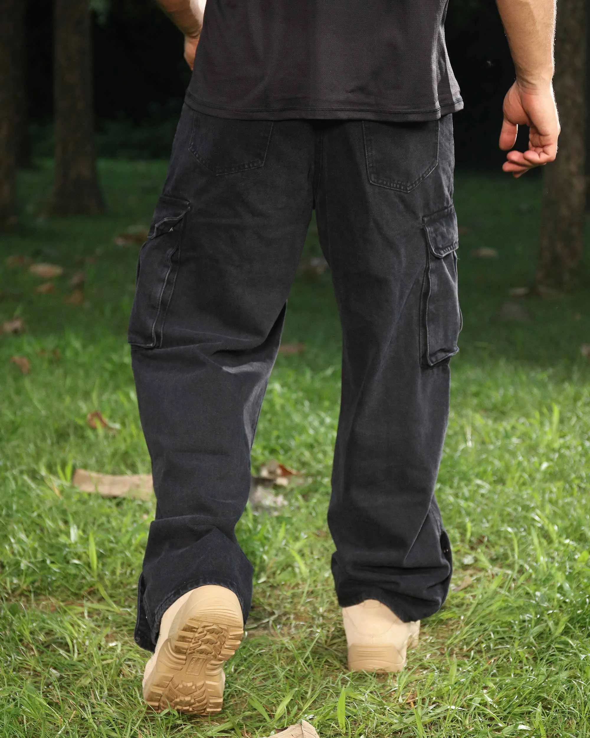 Black Baggy Jeans with Ample Side Pockets-Mexico Local Delivery