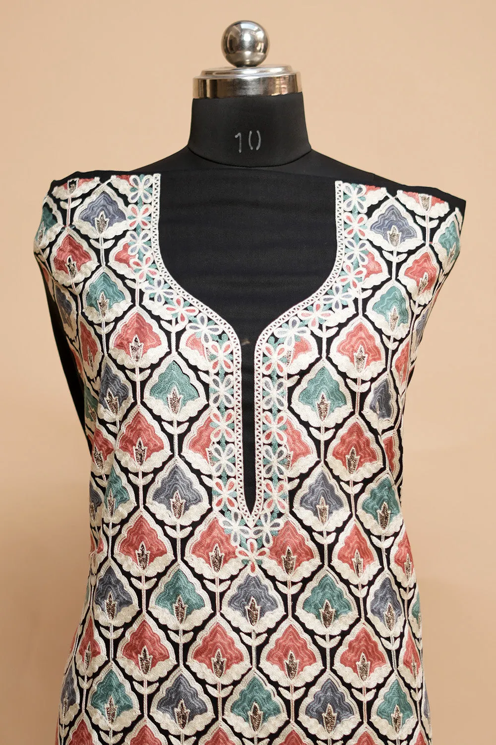 Black Colour Designer Aari Work Salwar Kameez With Running Tulip Jaal  Pattern