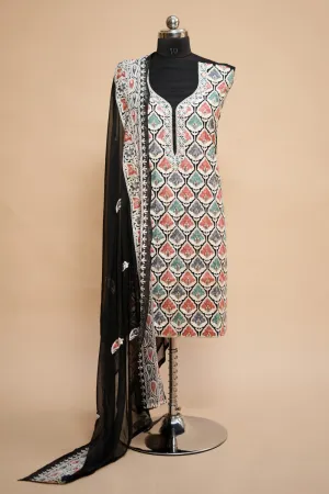 Black Colour Designer Aari Work Salwar Kameez With Running Tulip Jaal  Pattern