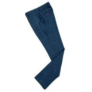 Blue Overcheck Tweed Pants