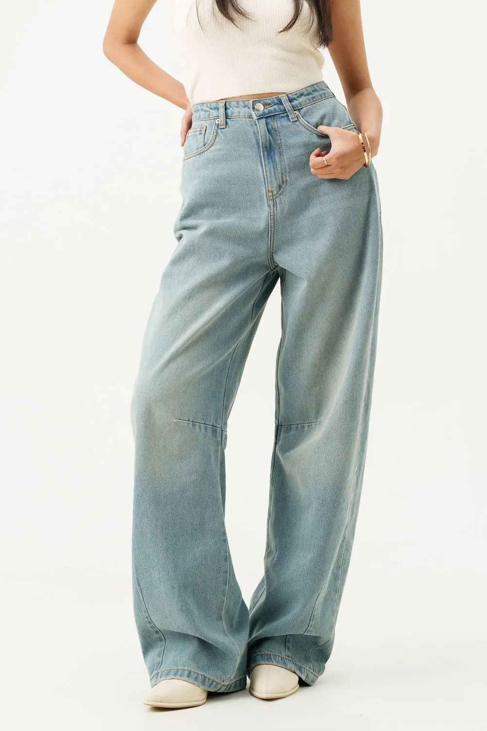 Cloudy Blue Balloon Baggy Jeans