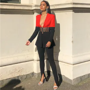 Elegant Blazer and Pants Patchwork Suit SY20003