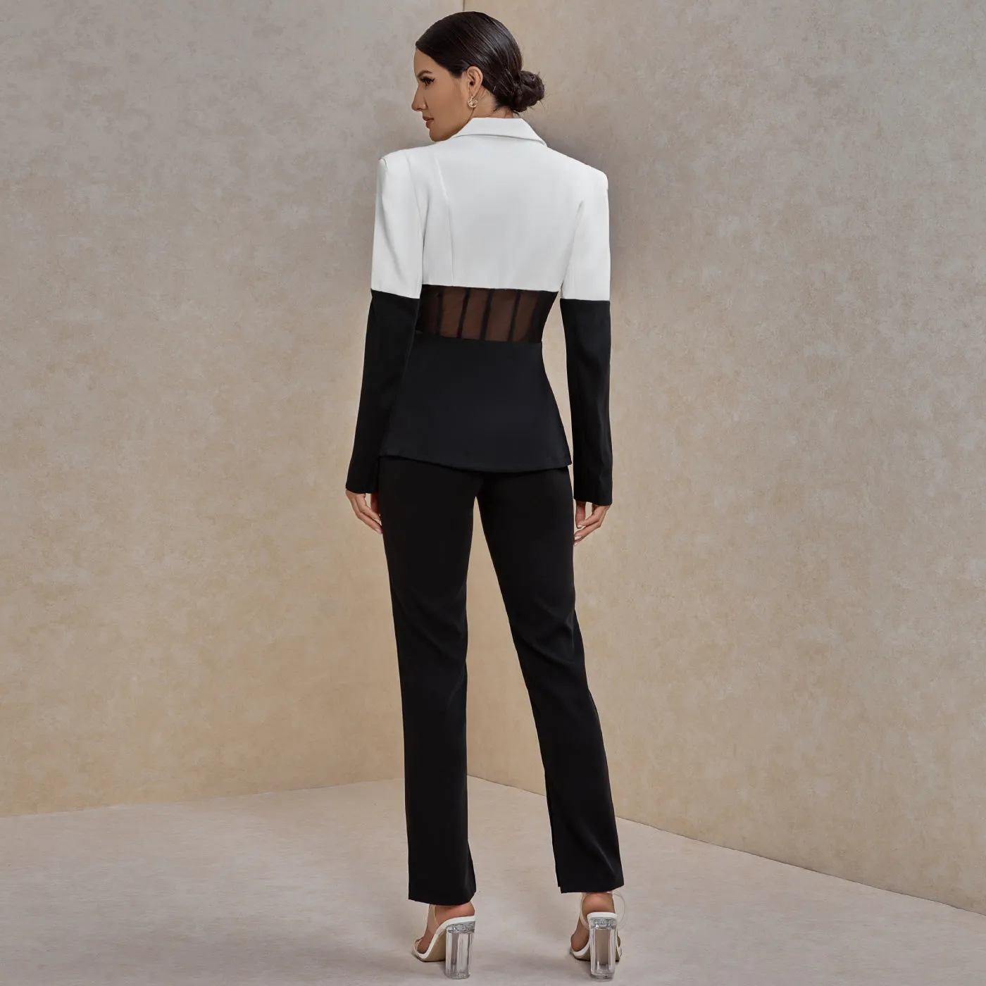 Elegant Blazer and Pants Patchwork Suit SY20003