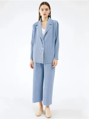 Elegant Pleated Women's Pants Suit