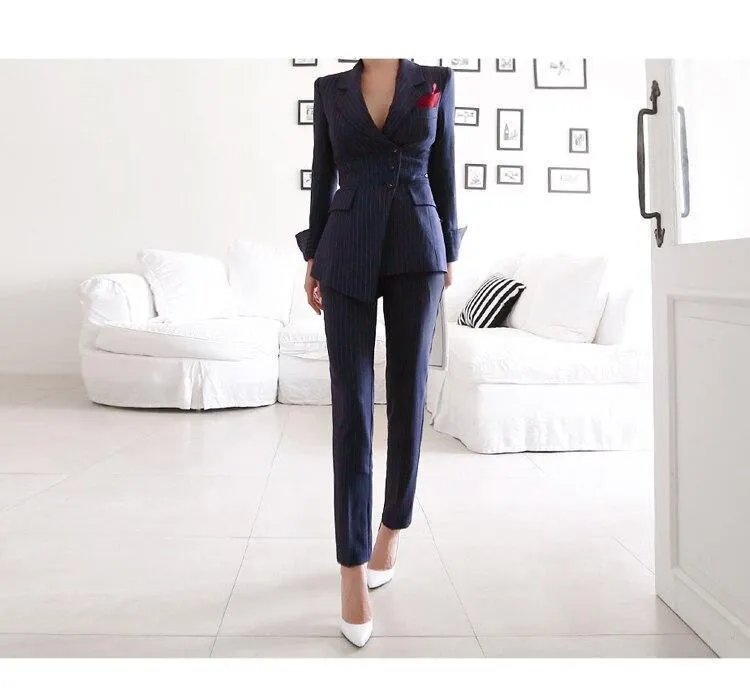 Fancy Striped Women's Pants Suit