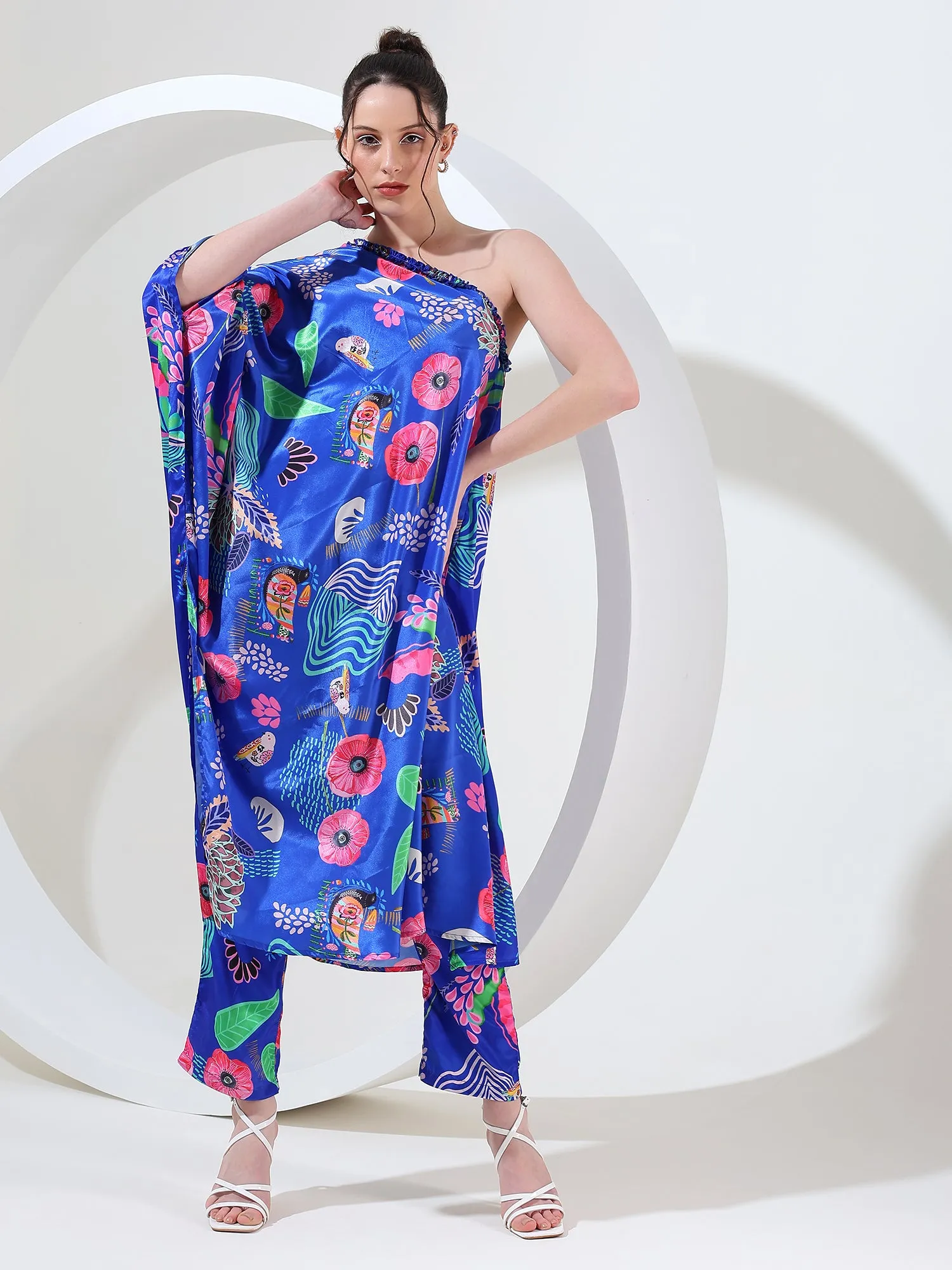 Fashionista one shoulder kaftan coord suit set of 2