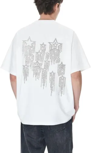 Graphic Tees Y2K for Men Women Star Patchwork Oversized Shirts Crew Neck Vintage Tops Grunge Summer Clothes.