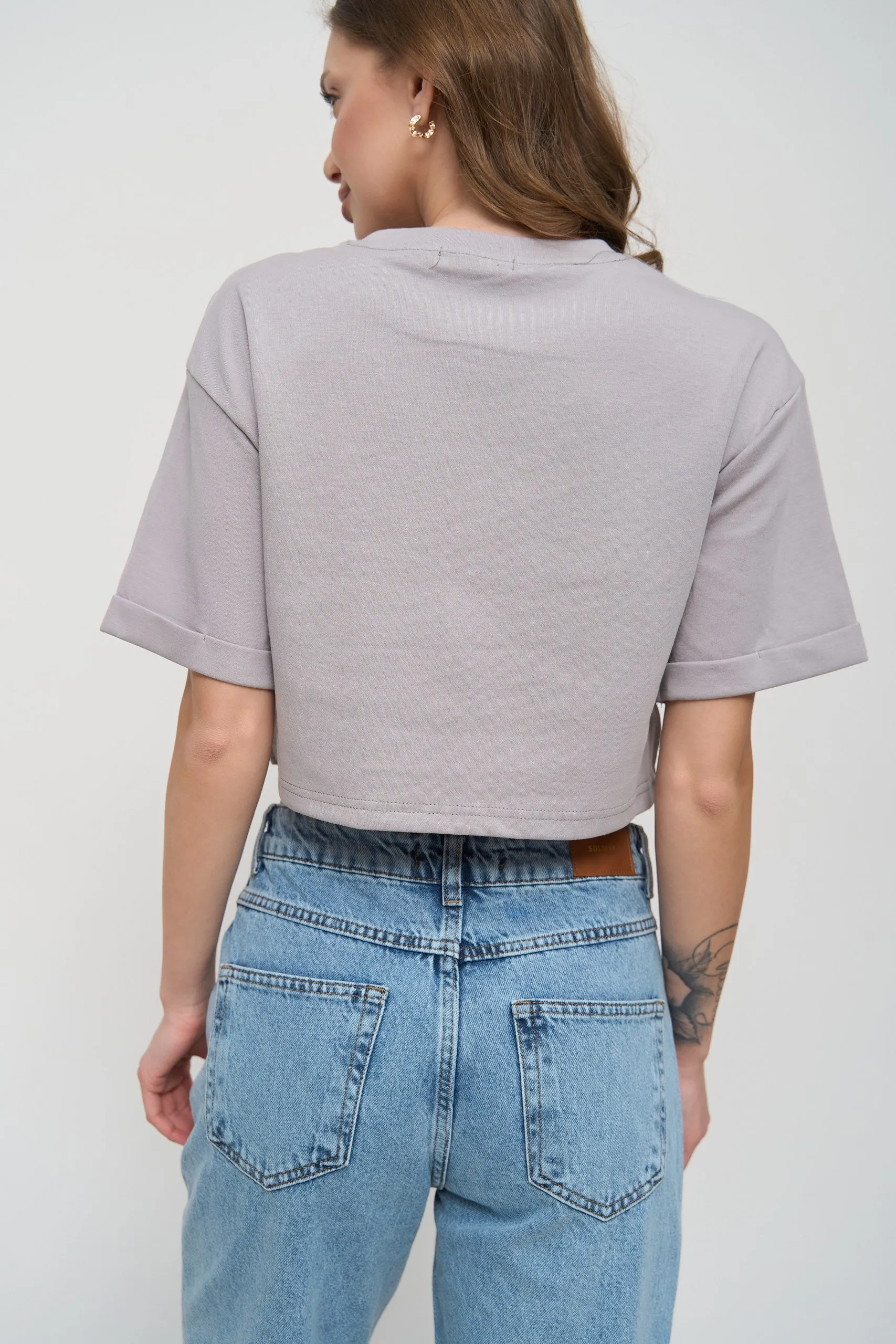 Grey Oversized Cropped T-Shirt