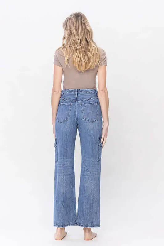 High Rise Dad Cargo Striaght Jeans
