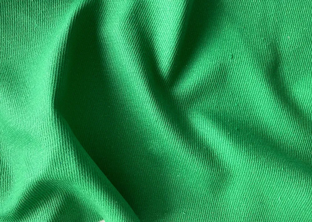 Jeweled Emerald Raw Silk Twill (Made in Italy)