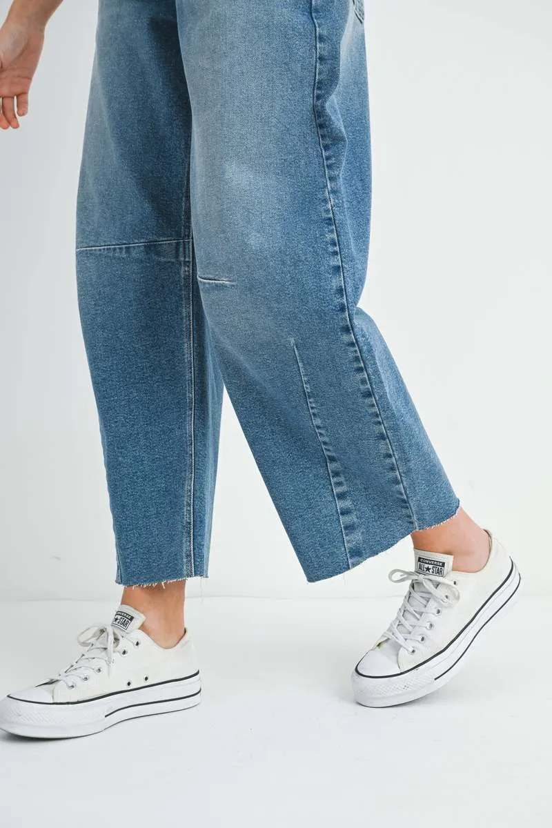 Just Black Barrel Jeans in Med Denim