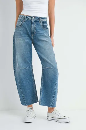 Just Black Barrel Jeans in Med Denim