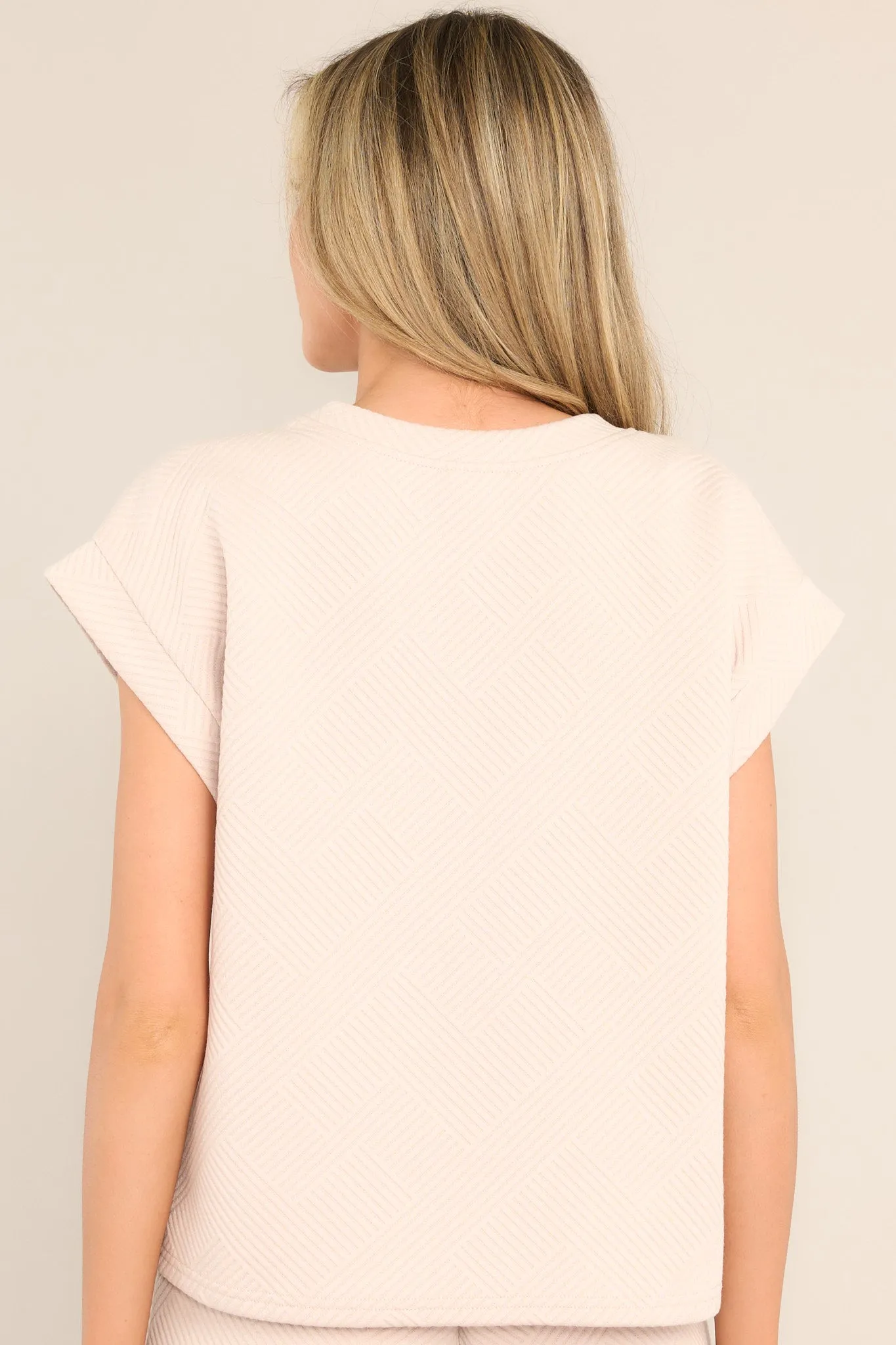 Keep It Creative Light Taupe Textured Short Sleeve Top