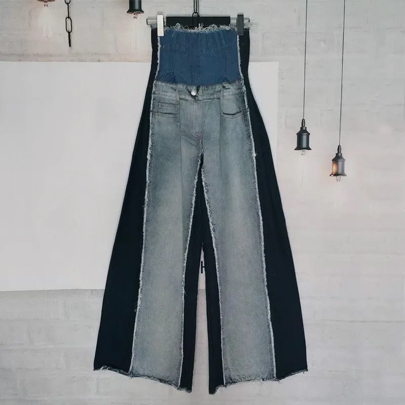 KittenAlarm - Eliza High Rise Patchwork Wide Jeans