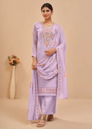 Lavender Beautifully Embroidered Elegant Salwar Kameez