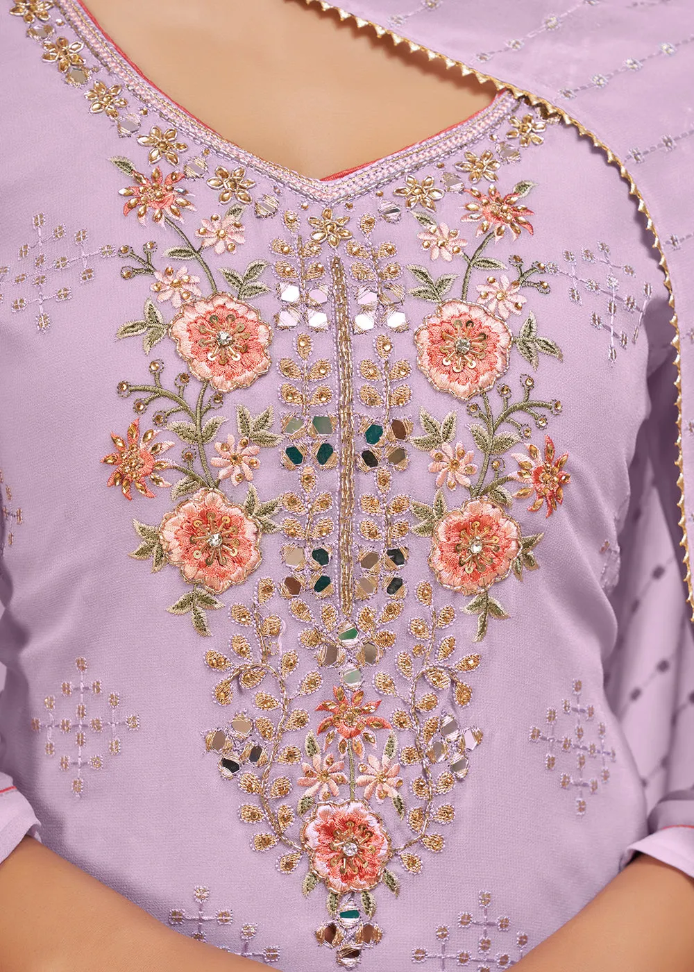 Lavender Beautifully Embroidered Elegant Salwar Kameez