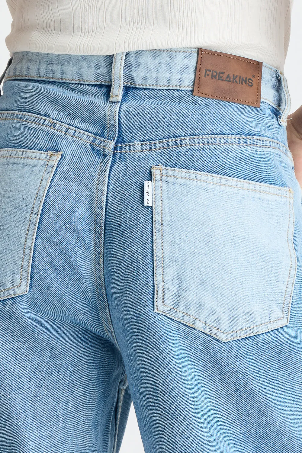 Light Blue Patchwork Straight Men's Jeans