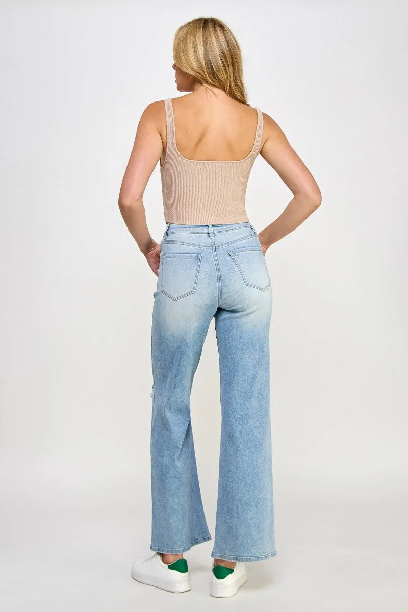 Light Blue Relaxed Fit Wide Leg Jeans