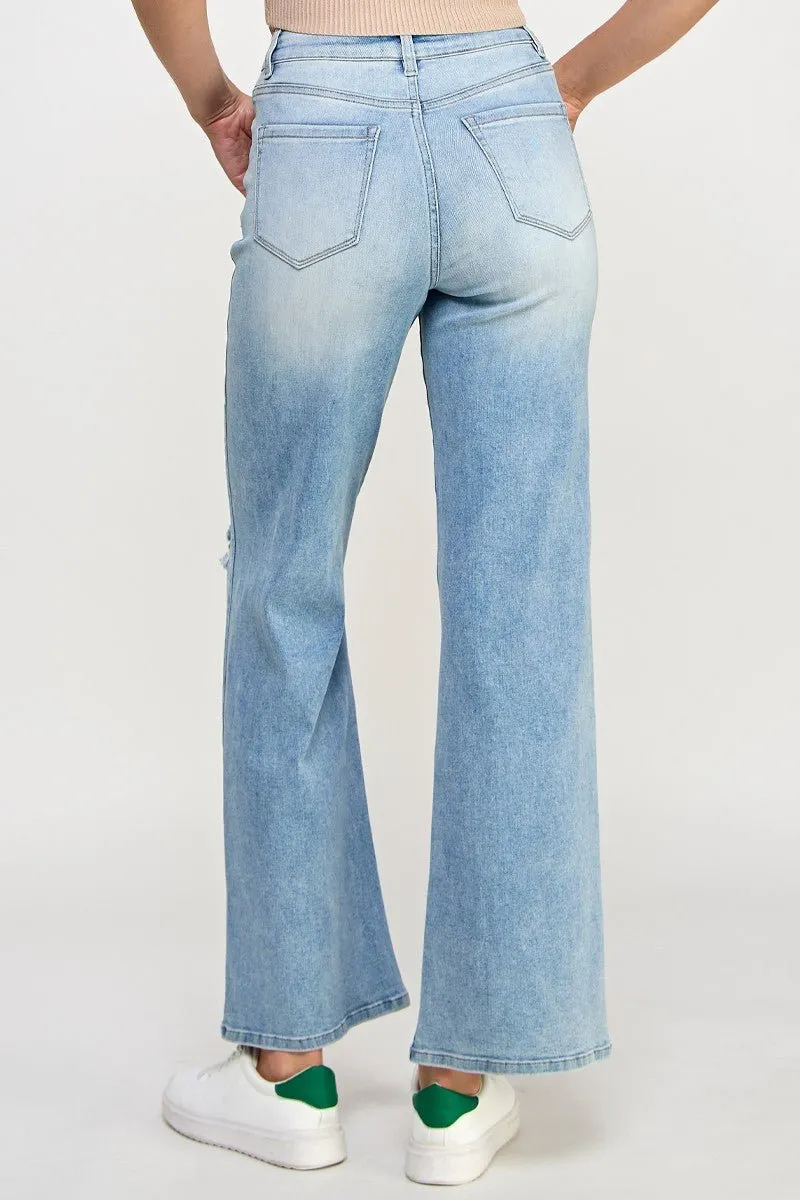 Light Blue Relaxed Fit Wide Leg Jeans
