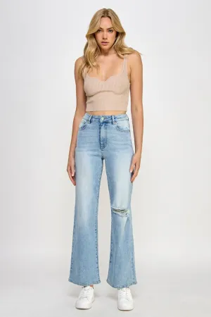 Light Blue Relaxed Fit Wide Leg Jeans