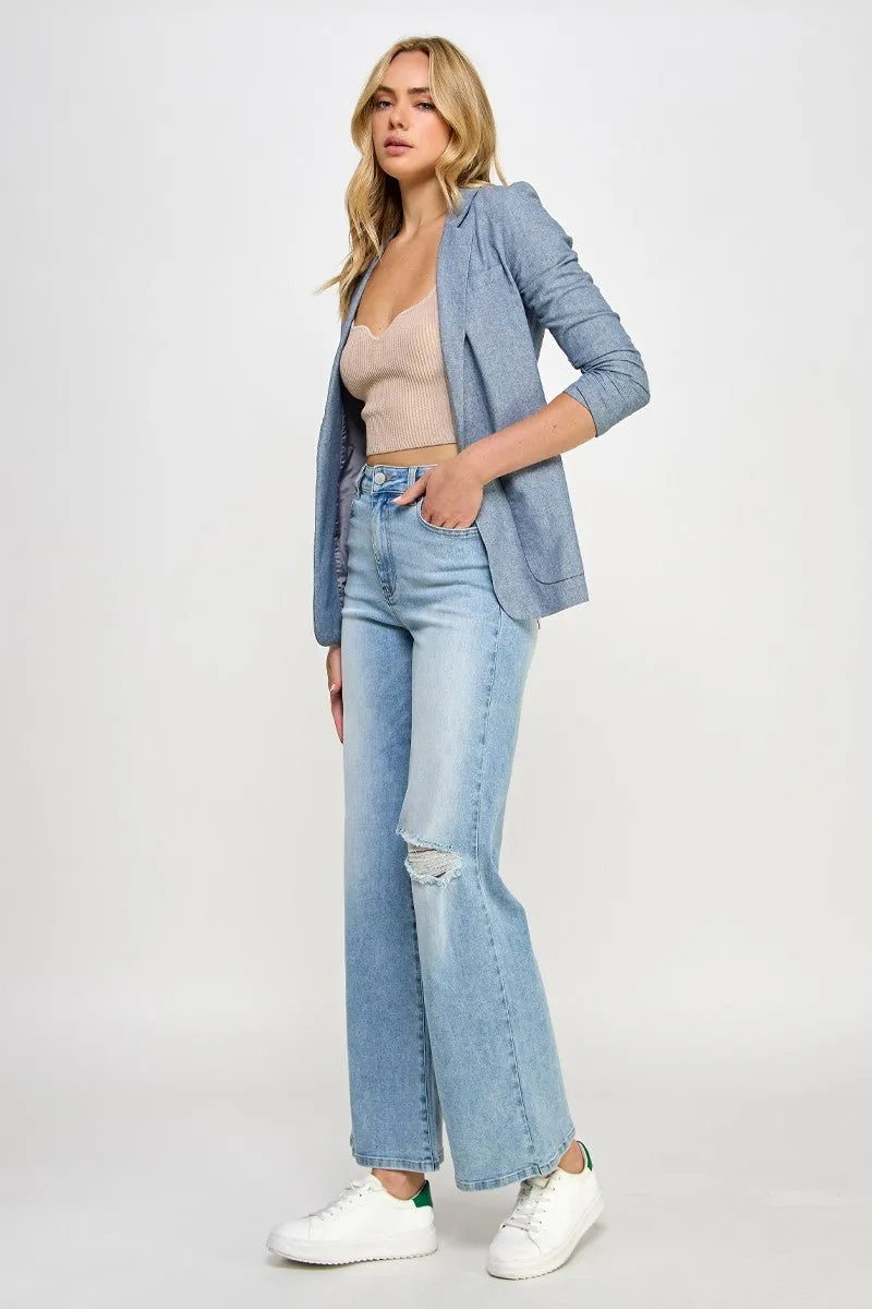 Light Blue Relaxed Fit Wide Leg Jeans