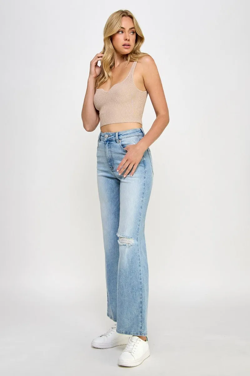 Light Blue Relaxed Fit Wide Leg Jeans