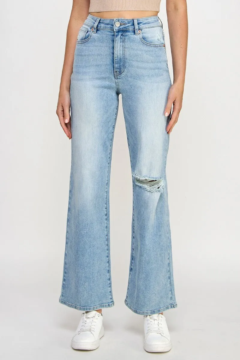 Light Blue Relaxed Fit Wide Leg Jeans
