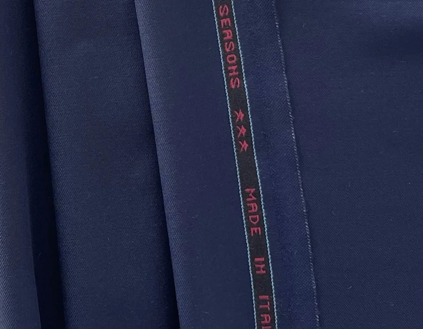 Lighter-Weight Classic Navy Selvedged Super 150s Wool Twill (Made in Italy)