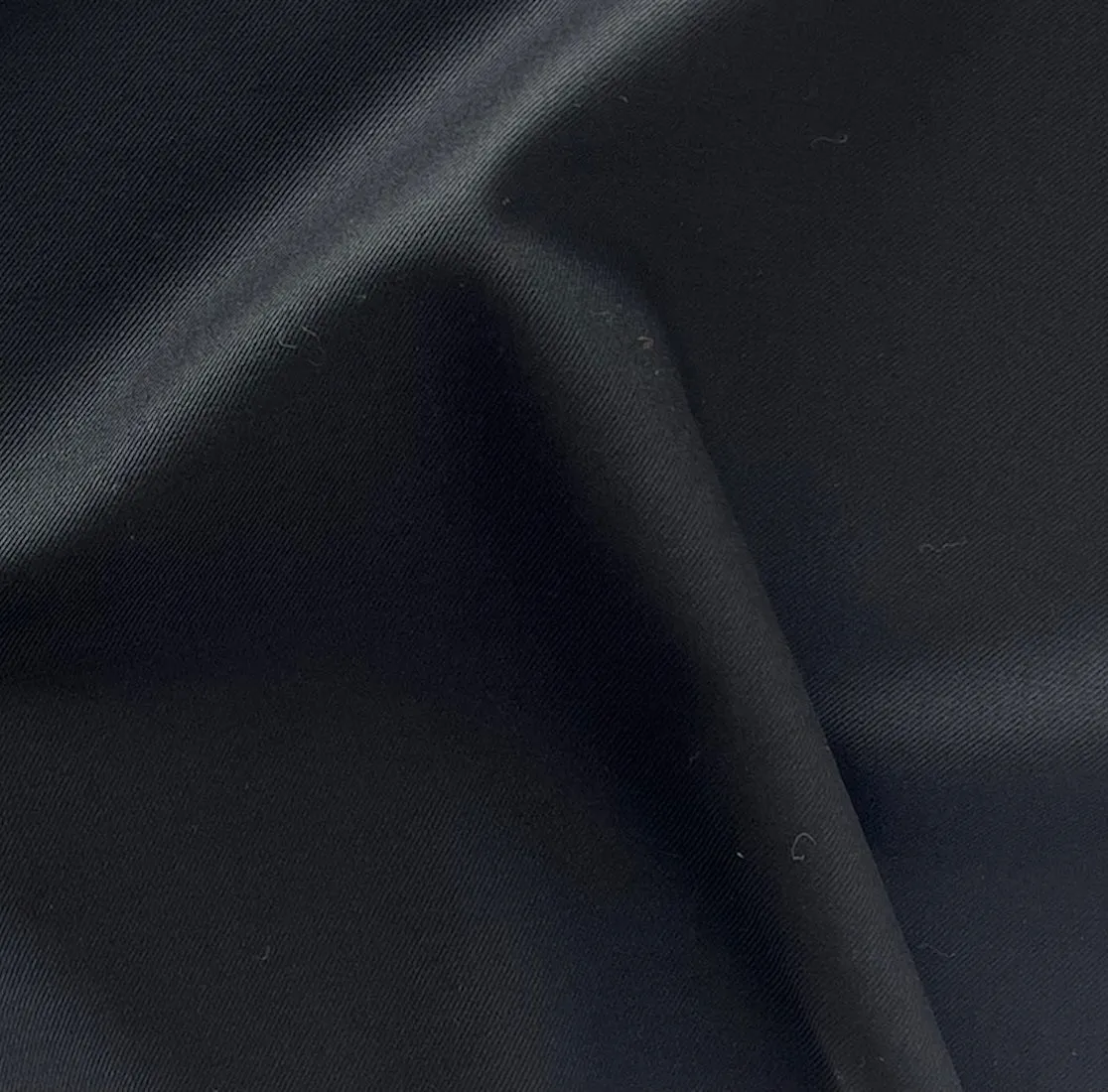 Lighter-Weight Jet Black Selvedged Super 150s Wool Twill (Made in Italy)