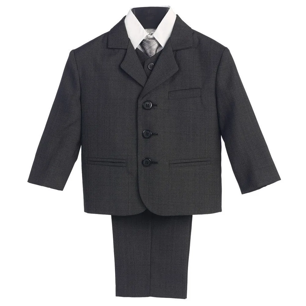 Little Boys Dark Grey Wedding Easter 5 Pcs Special Occasion Suit 2-7