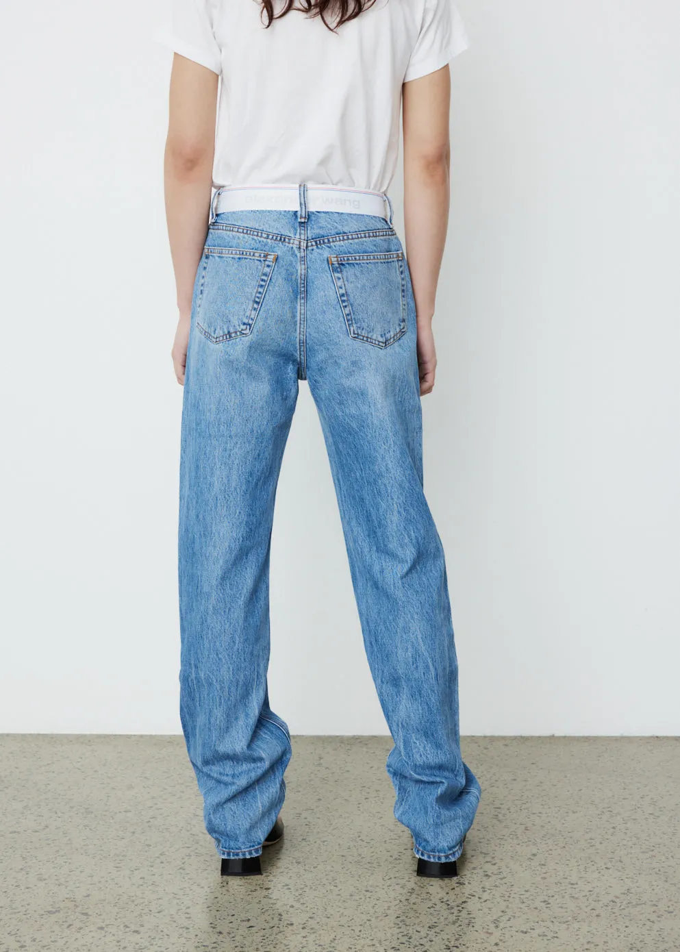 Logo Webbing Relaxed Straight Leg Jean