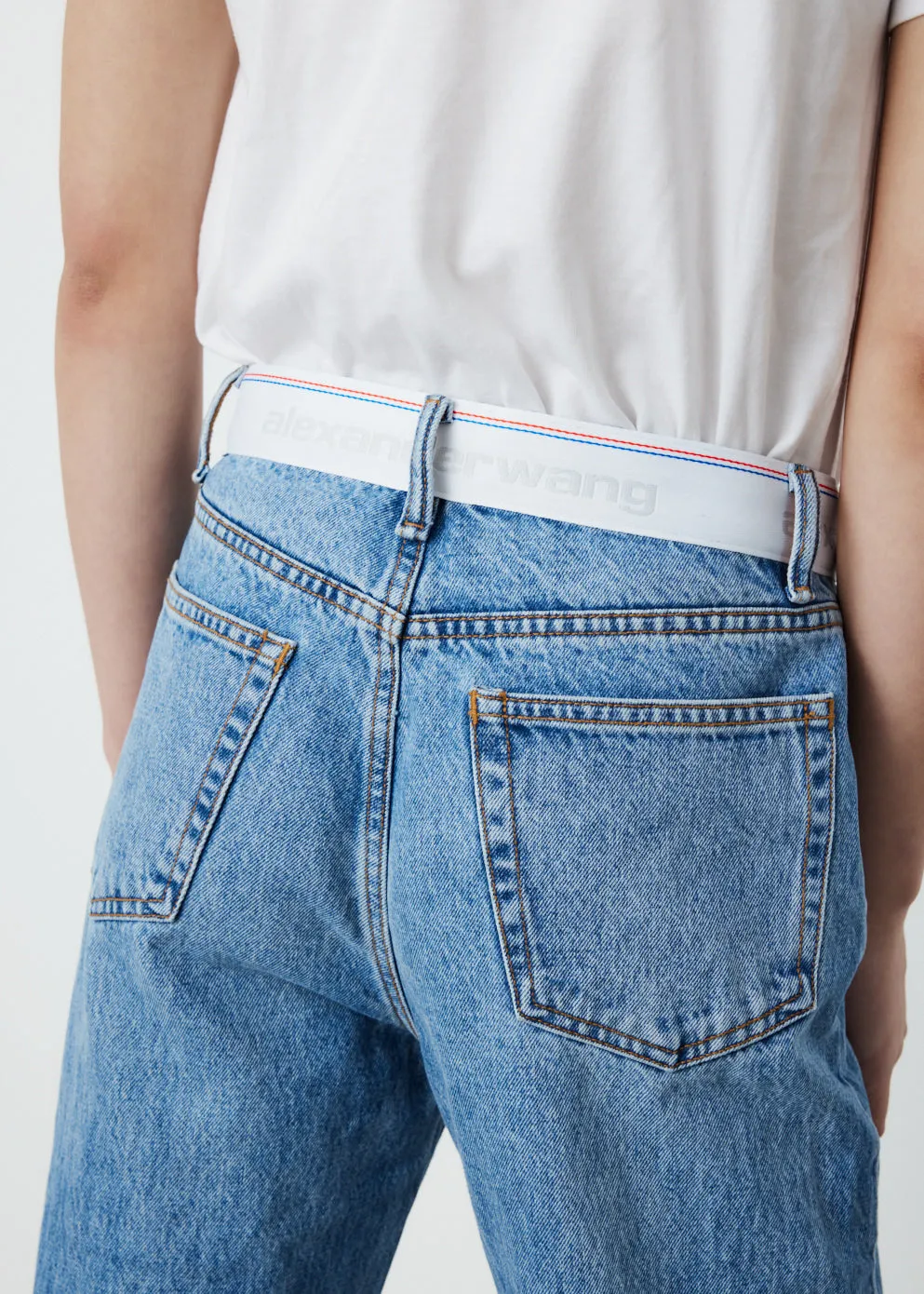 Logo Webbing Relaxed Straight Leg Jean